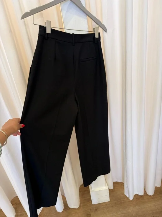 Zara Black Wide-Leg High-Rise Trousers - Picture 5 of 5